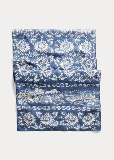 Bufandas Ralph Lauren Hombre Creme Azules - Hawaiian Floral Linen - ZKIDE1790